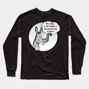 Funny and Goofy Donkey Elephant Nose Animal Joke Long Sleeve T-Shirt